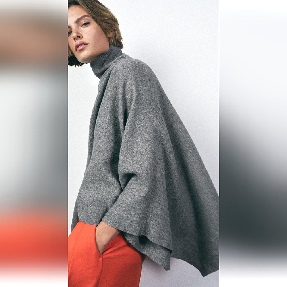 ZARA ZW COLLECTION GRAY OVERSIZED CAPE ✨️✨️✨️